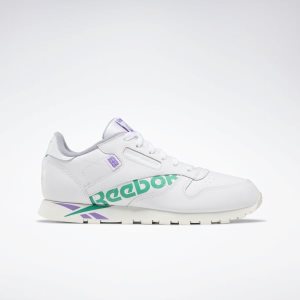 Adidasy Dziecięce Reebok Classic Leather Białe/Turkusowe/Fioletowe PL 83GVIEH